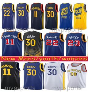 Hommes jeunesse Stephen 30 Curry Klay 11 Thompson maillots de basket-ball Chris 3 Paul City chemise édition enfants bleu noir blanc Jersey