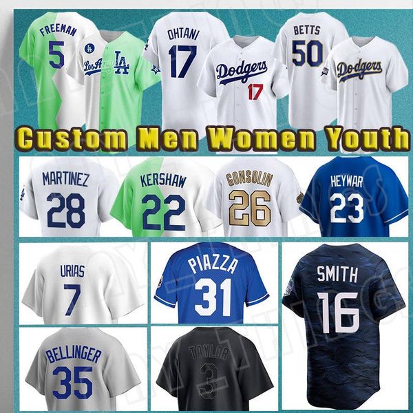 18 Yoshinobu Yamamoto 17 Shohei Ohtani Maillot de baseball Mookie Betts Dodgers Clayton Kershaw Freddie Freeman Los Angeleses Martinez Max Muncy Will Smith Mike Piazza