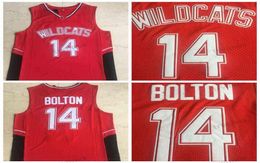 Mens Zac Efron Troy Bolton 14 East High School Musical Wildcats camisetas de baloncesto camisas cosidas rojas SXXL2216216