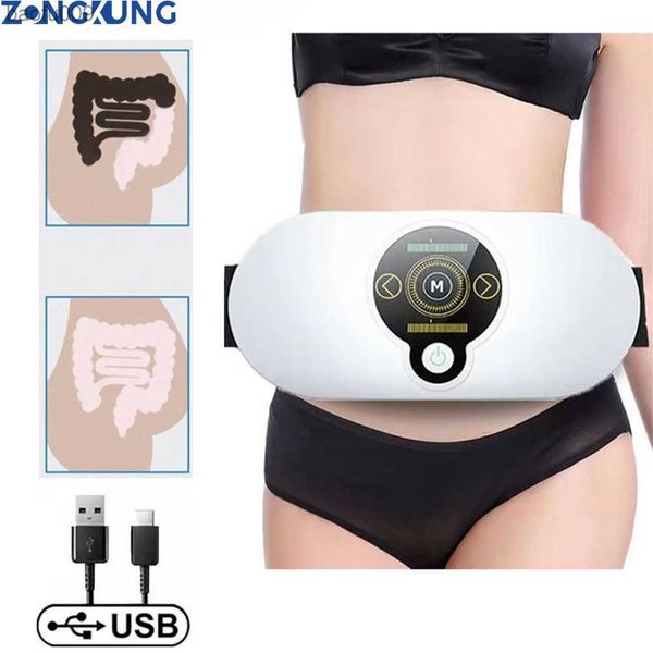 Almohadilla de calefacción menstrual Cinturón de masaje abdominal eléctrico Dispositivo de adelgazamiento Cuerpo Anti celulitis Cintura Vibrador Pérdida de peso Masajeador L230520