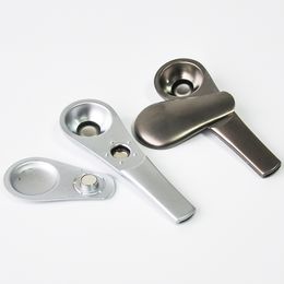 Metalen rookpijp 3,9 inch lange handrookpijpen met zwarte geschenkdoos met twee kleuren siliconen booreiland