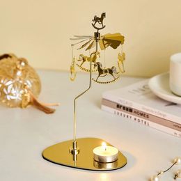 Mentale driehoekige lade roterende kaarsenhouder romantisch spinnen thee lichte thuisfeest decoratietafel middelpunt ornament 240429