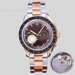 Menwatch Mens Watch Luxury Moon Watch Timer Relojes entièrement automatique Mouvement mécanique Bande de montre en acier inoxydable STRAPE DE COURT