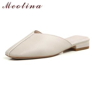 Meotina dames schoenen flats muilezels schoenen vierkant teen flats dames schoeisel zomer causale platte schoenen vrouwelijk beige gele maat 34-39 210608