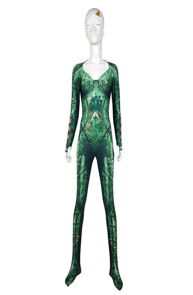 Disfraz de Mera, versión cinematográfica de Aquaman, mono de Cosplay de Mera, Imprimer 3D, disfraz Zentai de Lycra, traje de fiesta de Halloween 9919272