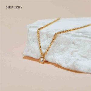 Mercery Brand 14K Pendentif en or massif Ladi Necklac Collier de bijoux d'amour de luxe en or véritable White Diamond202G