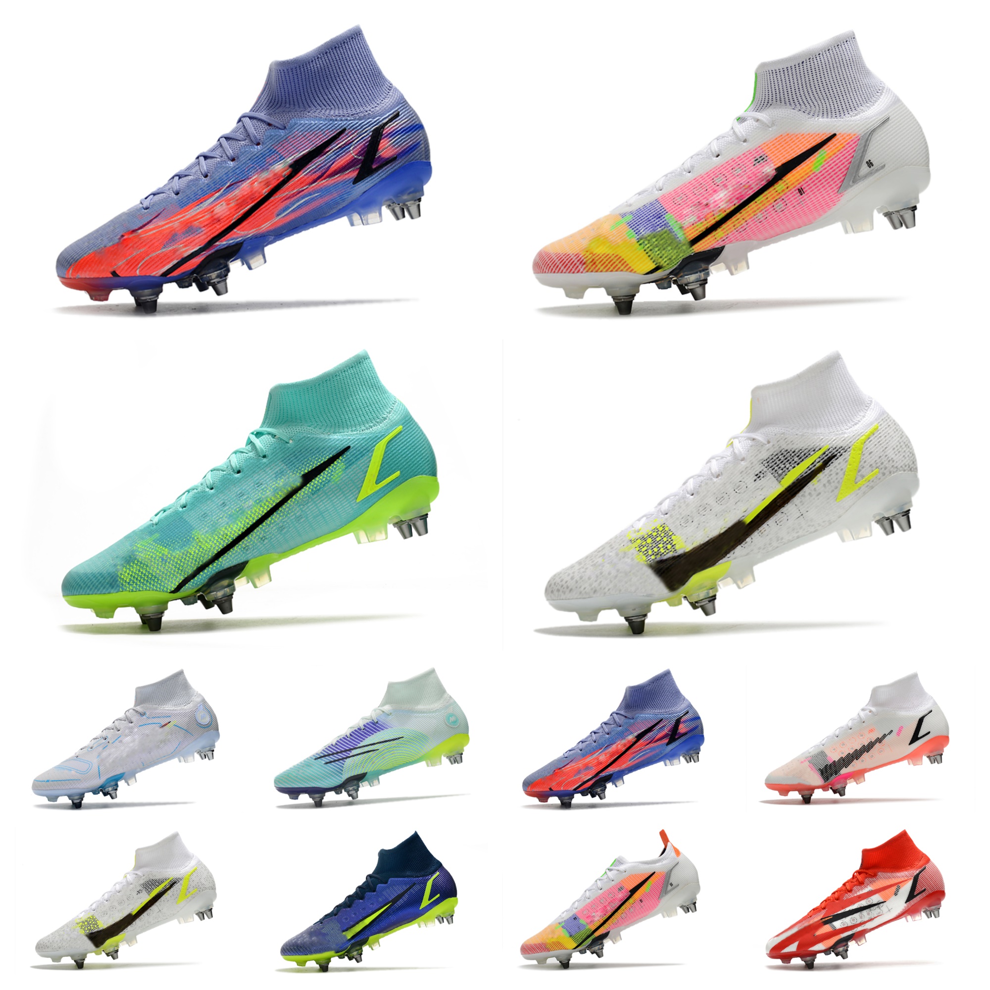 Mercurial Superfly Soccer Shoes Superflys Vapores XIV VIII 8 Elite FG PRO Anti Clog Dream Speed Dynamic Turquoise Lime Glow Volt Black Bright Crimson Football Boots
