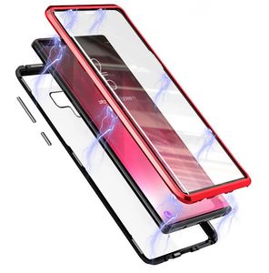 Magnetische Adsorptie Metalen Frame Case Front en Aug Tempered Glass Full Screen Coverage voor Samsung Galaxy A11 A31 A51 A71 A81 Opmerking 10 Lite A21S M31 50pcs / lot