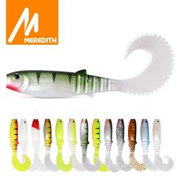 Meredith 70 mm 90 mm 110 mm Canibal Curred Cail Wobblers Luros de pesca Baits Silicona Shad Worm Lear Souple 240407