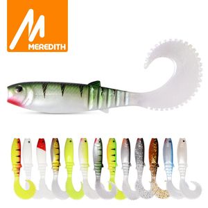 Meredith 70 mm 90 mm 110 mm Cannibale Tail incurvé Artificiel Wobblers Lours de pêche les appâts doux Silicone Worm Bass Soupe de leurre 240407