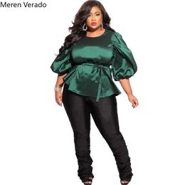 Meren Verred Women Casual Lace Oneck Elegants Tee Tops Oficina de la Oficina de la Manga de Fashion Fashions Summer Plus Tamaño más sexy Camisas 240419