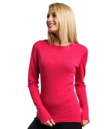 Capa base de lana merina Mujer 100% lana merino Camisa térmica ligera de manga larga 165G Ropa interior térmica que absorbe el olor 231229