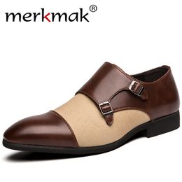 Merkmak 2020 bout pointu hommes chaussures habillées mode boucle affaires chaussures décontractées Style britannique grande taille 48 fête chaussures de mariage