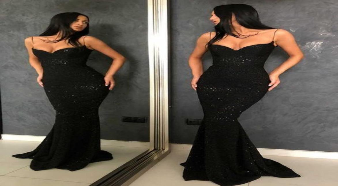 Mermaid Black Sequined Evening Dresses Robe De Soiree 2020 Sexy Prom Dress Club Backless Formal Party Gowns1761515