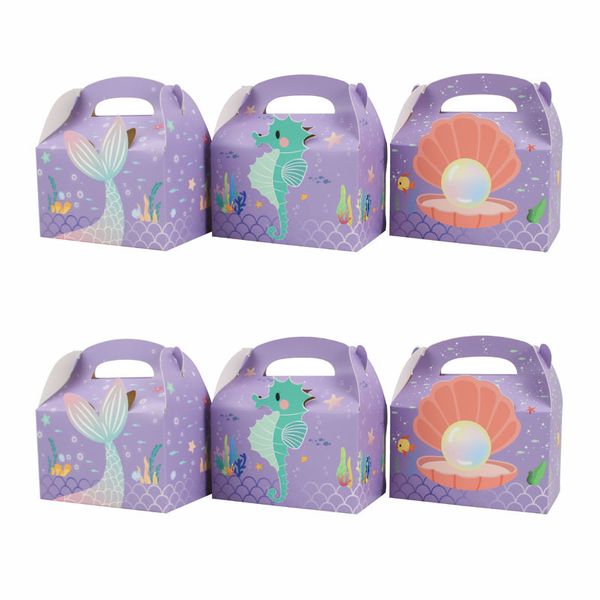 Sirène bonbons boîte d'emballage cadeau Cookie gâteau emballage sac de friandises pour invités enfants petite sirène thème fête d'anniversaire décor fournitures