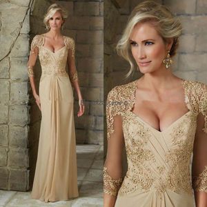 Mermaid Champagne moeder van de bruid jurk 2023 met kant sexy open rug chiffon kralen vloer lengte bruiloft jurk prom feestjurken elegante formele gelegenheid