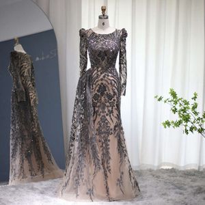 Robe de soirée sirène marron cristal, dit Sharon, avec jupe, grande taille, robes de soirée de mariage élégantes pour femmes, Ss127