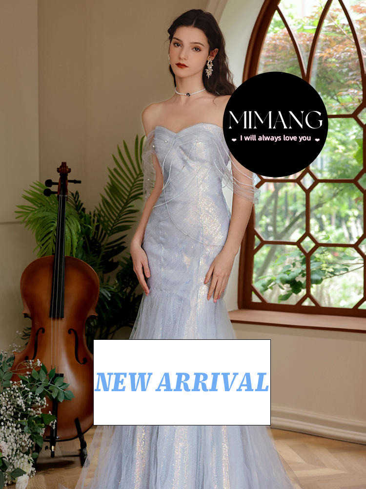 Abito da sirena 2024 Nuovo vestito da sera Blue Dress Banquet Diamond Moding