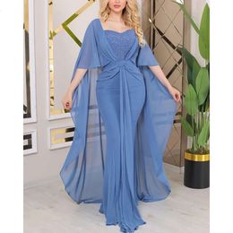 Mermaid ebi nov aso Arabische chiffon de bruid jurken kralen sexy avond prom formal feest verjaardag beroemdheid moeder van bruidegradenjurken jurk zjt001