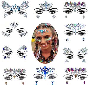 Cara de sirena Joyas Pegatinas de diamantes de imitación Accesorios de vestuario Joya Ojo de Halloween Holográfico Chunky Crystal Rave Body Party Festival de música Decoraciones