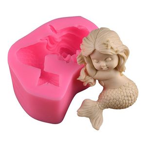 Mermaid Fondant siliconen schimmelpakket van 2 zeemeermin diy cake decoratie schimmel aromatherapie ornamenten gips siliconenvorm 1223777