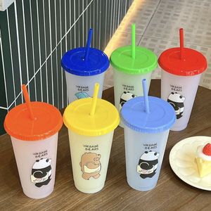 groothandel 24oz/710ml op maat gemaakte plastic mokken Pasen Kerstmis Tumbler originaliteit herbruikbare helder drinken platte bodem pijlervorm deksel stro kopjes mok