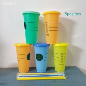 Sirène déesse Starbucks 24oz / 710 ml de tasses en plastique kraflo tulert réutilisable clair consommation plate de pilier de pilier de pilier de paille de paille tasse de tasses