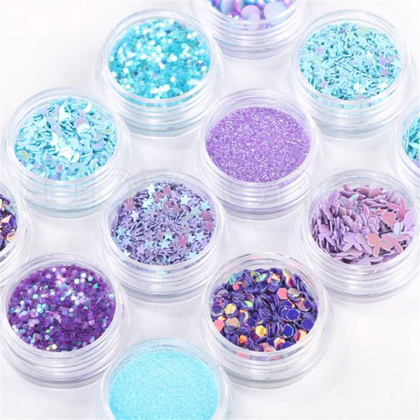 Sirène demi perles étoile Laser paillettes paillettes Nail Art décorations ombre à paupières maquillage des yeux bricolage conception Nail Art outils 12 pièces/lot Decoraciones De Unas Con Purpurina