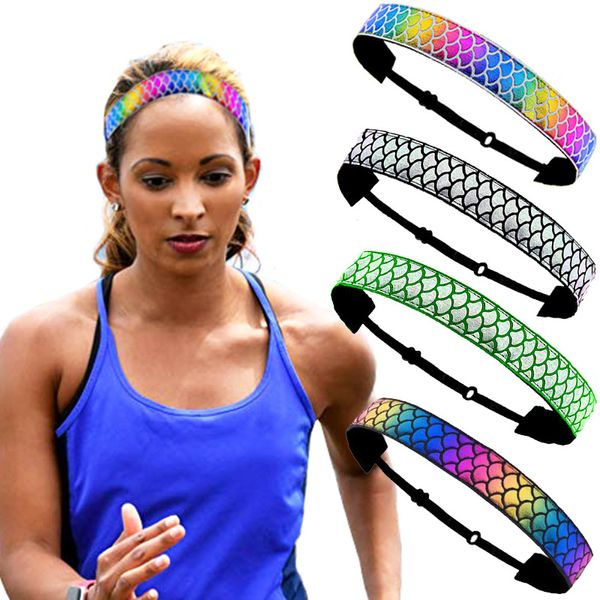 Sirène Bandeau Échelle De Poisson Sport Bandeaux Fitness Yoga Bande De Cheveux Femmes Courir Mode Turban Bandana Coiffe Élasticité Accessoires Bandeaux BC527