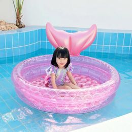 Mermaid inflable para niños piscina de verano en la casa de verano al aire libre piscina cuadrada inflable para niños regalos 240428
