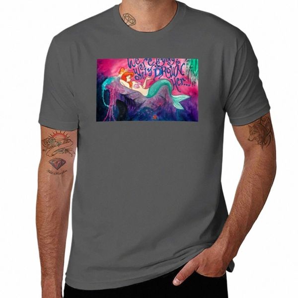 Camiseta Mermaid Lago Camisetas de sudor liso para hombre cott Z3ow #