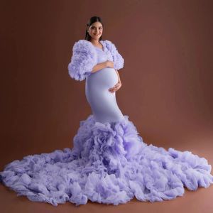 Zeemeermin Zwangerschapsgewaad Fotoshoot Jurk Babyshower Damesjurken Zwangerschapsjurken voor Babyshower