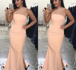 Mermaid Prom Jurken Eén Schouder Illusie Sweep Trein Moderne Vestidos de Fiesta Eenvoudige elegante Formele Partij Avondjurk Custom