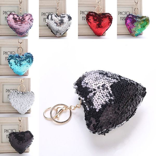 Sirène Sequin Heart porte-clés porte-clés sac suspendu mode hip hop bijoux pour femmes volonté et sable livraison directe