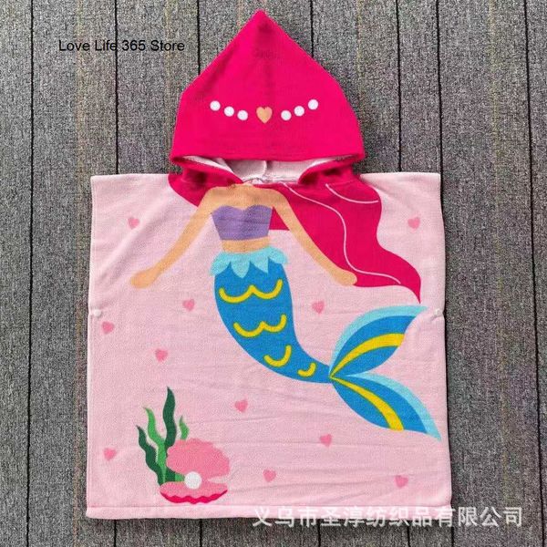 Sirène requin enfants microfibre 60 * 60 cm serviette de plage à la combinaison de combinaison à capuche à capuchon