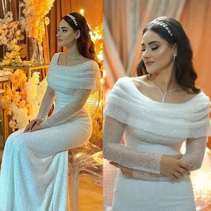 Mermaid Solid jurken Bateau Color Wedding Prachtige lange mouwen lange mouwen Backless Zipper vloer lengte op maat gemaakte plus size bruidsjurk Vestidos de novia