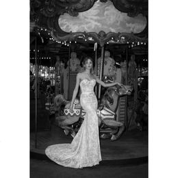 Zeemeermin lieverd Netta Ben jurken Shabu bruiloft kanten kralen kristallen op maat gemaakte vestidos de novia front split -bruidsjurken