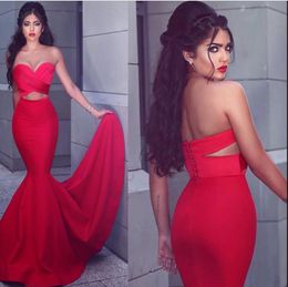 Mermaid Sweetheart Red Prom Dresses See Taille Saitn Cheap Prijs Avond Feestjurken Lange Avondjurken Vestido de Festa Pageant