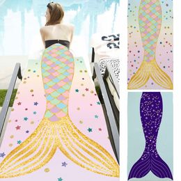 Mermaid Tail Beach Handdoek Rechthoek Microfiber Matten Dekens Cartoon Strand Deken Zachte Bad Home Handdoek 150 * 75 cm Volwassenen Badhanddoeken RRD7249