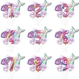 Mermaid Tail Golden Number Ballon Wedding Anniversary verjaardagsfeestje decoreren aluminium film ballon groep Hot koop 8 2GC J2