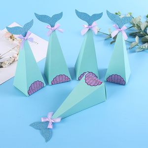 Zeemeermin Staart Bruiloft Bonbondoos Kinderen Kleine Zeemeermin Verjaardagsfeestje Decoratie Snack Koekjes Verpakking Geschenkdoos Baby Shower Benodigdheden