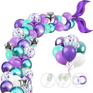 Sirène thème ballon chaîne ensemble fête d'anniversaire fond décoration murale queue ballon chaîne ensemble