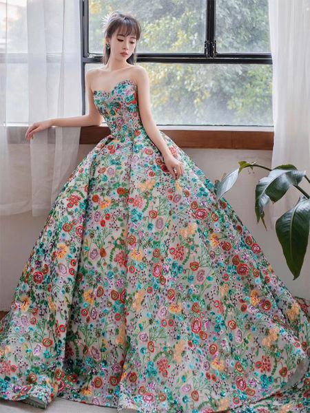 Robe De Mariée Sirène Arrivée Dentelle florale 3D fleurs Musulman Robe De Noiva Romantique Appliques Volants Robes De Luxe Brodé Plus La Taille Robes De Mariée 2023