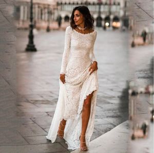 Zeemeermin trouwjurken 2021 lange mouw kant bruidsjurken backless bruid jurk vestido de noiva boho stijl toga