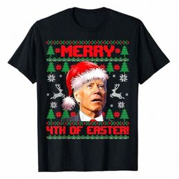 Feliz 4 de Pascua Divertido Joe Biden Navidad Suéter feo Camiseta Familia a juego Traje de Navidad Diciendo Camiseta Gráfico de vacaciones Tops Q7MZ #