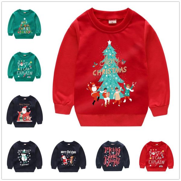 Joyeux Noël bébé filles sweat arbre pull pour garçons pull vacances hauts X'mas vêtements coton tenue t-shirts 1-6 ans 210413