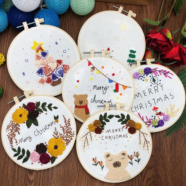 Merry Christmas Bear Kit de bordado Diy Needlework Año Nuevo Celebraciones necesidad