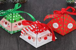 Merry Christmas Candy Cadeau opslagbox met tag kerstboom geschenkdoos Pyramid Paper Box Cadeaum Bag container feestje bruiloft SU1695937