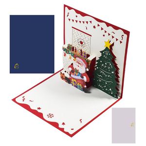 Merry Christmas Card 3d Noël pop-up Cards de vœux Gift pour les fournitures de fête de Noël du Nouvel An de vacances d'hiver