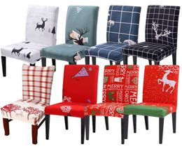 Fily Christmas Chair Cover Stretch Show Slip fundas Santa Claus Decoraciones de comedor de alce Suministros de decoración del hogar GIF9957642
